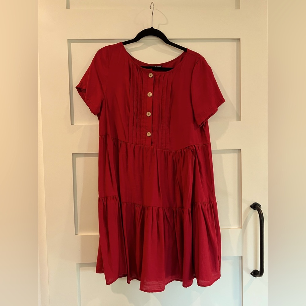 SHEIN plus fake button high waist A-line dress